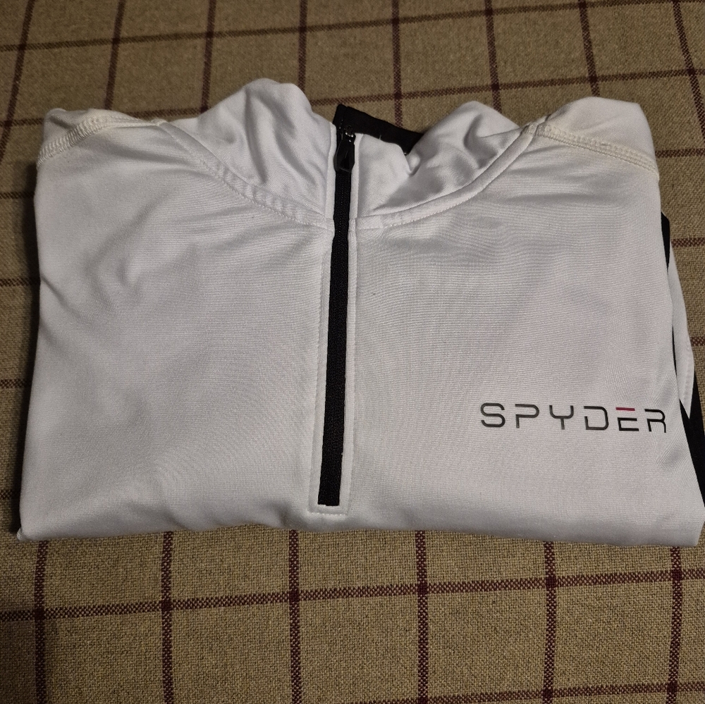 Spyder Active Wear Quarter-Zip White and Black Pullover